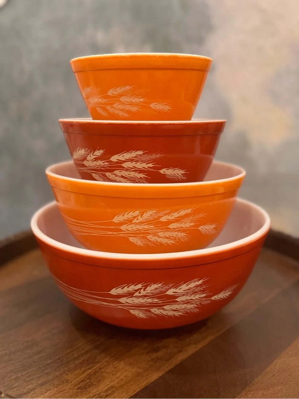 Vintage Pyrex Autumn Harvest Wheat Cinderella/ Mixing Nesting Bowls - Set Of 4